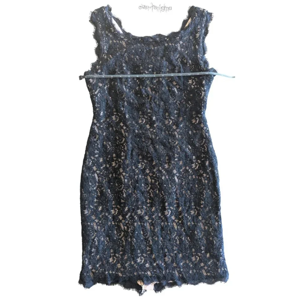 ADRIANNA PAPELL black lace sleeveless form fitting dress - Picture 5 of 9